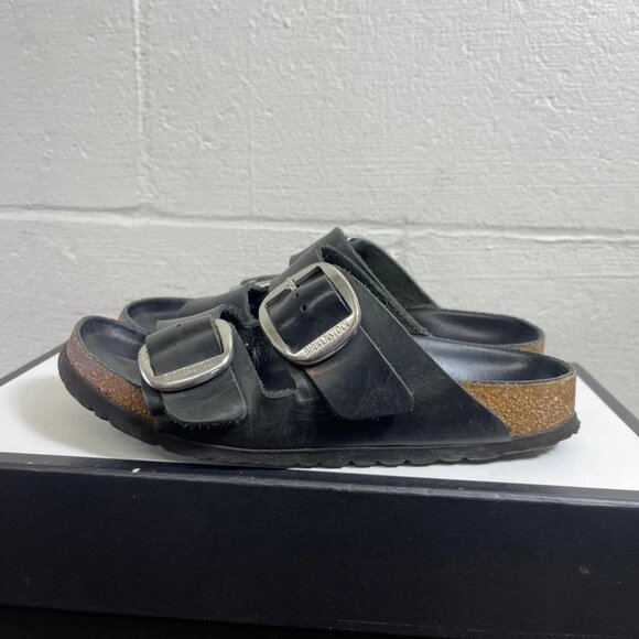 Birkenstock Arizona Big Buckle Black Leather Sandals Women's 38 EU/7 US Narrow - Picture 4 of 11